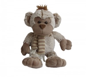 JH-9868C Plush Monkey in Light Brown color with Scarf