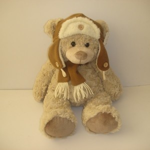 JH-9840B Plush Bear with hat in Light Brown color