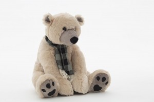 JH-9908C Plush Polar bear in Light Grey color with scarf