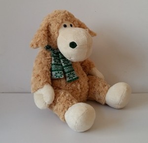 JH-9875A Plush Sheep in Light Brown color with Scarf