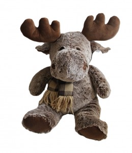 JH-9925D Plush Moose in Brown color with Scarf