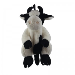 JH-1052C Plush Cow bagpack in Cream+Black color 50cm