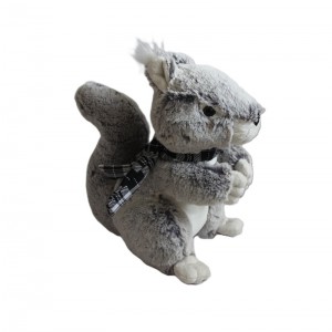 JH-9926C Plush Squirrel in Grey color with Scarf