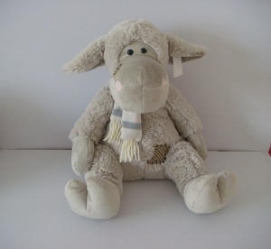 JH-9810D Plush Sheep with scarf  in Light Grey color