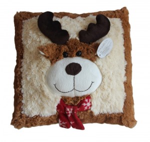 JH-9957C Plush Pillow-Reindeer with scarf in Brown color