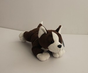 JH-9906B Plush dog in Brown/white color