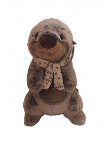 JH-9951A Plush Marmot in Light Grey color with scarf