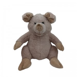 JH-1051B Plush Pig sitting position in light Brown color