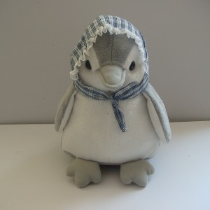 JH-9860A Plush Penguin in Grey color with scarf