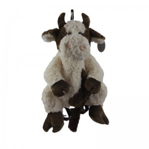 JH-1053C Plush Cow bagpack in Cream+brown color 50cm