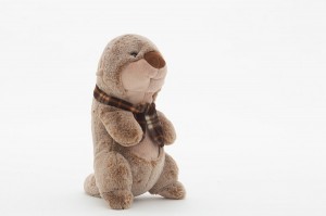 JH-9951B Plush Marmot in Light Brown color with scarf