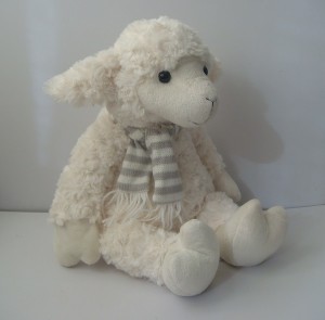 JH-9853D Plush Sheep in White color with scarf