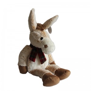 JH-9933B  Plush Donkey with Scarf in Biege color