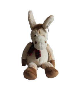 JH-9933B  Plush Donkey with Scarf in Biege color