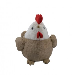 JH-1127B Plush Chicken standing in White + Brown color