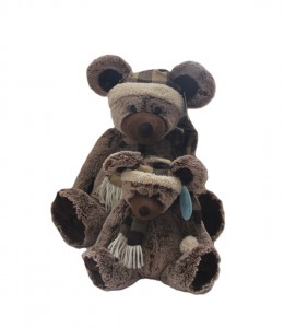 JH-9904D Plush Mouse in Brown color with Hat + Scarf