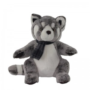 JH-1069C Plush Reccoon with scarf in Grey color