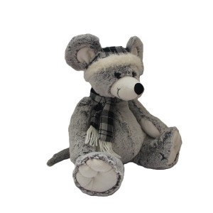 JH-9904A Plush Mouse in Grey color with Hat + Scarf