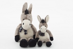 JH-9933A  Plush Donkey with Scarf in Brown color