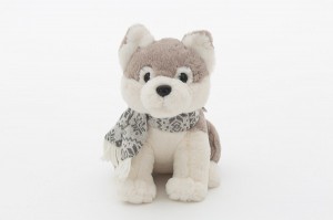 JH-9927C  Plush Dog with Scarf in Light Brown color