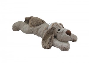 JH-9872B Plush Lying Dog with scarf in Light Brown color