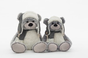 JH-9864A Plush Bear with Hat and scarf sitting position in Grey color