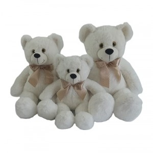 JH-1093A Plush Bear with Bow in Cream color