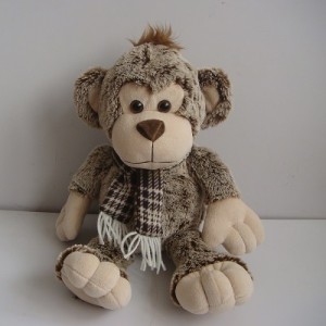 JH-9868A Plush Monkey with scarf in Brown color