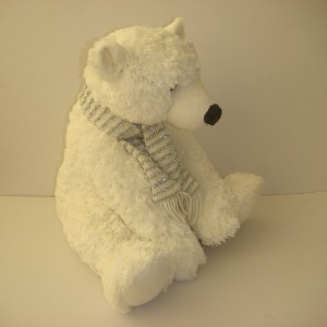 JH-9847B Plush Polar Bear with Scarf in white color