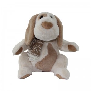 JH-1043B Plush dog with scarf in Cream color