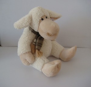 JH-9810B Plush Sheep with scarf  in Cream color