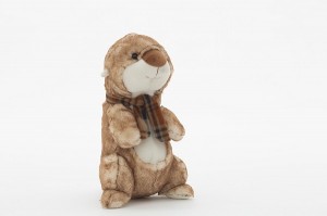 JH-9951C Plush Marmot in Light Brown color with scarf