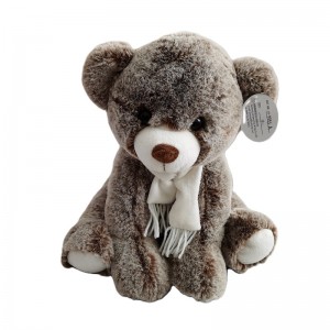 JH-9995A Plush bear with Scarf in Brown color