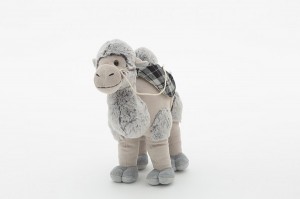 JH-9897C Plush Standing Camel in Light Grey color