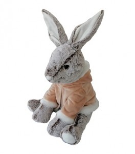 JH-1088A-1 Plush Rabbit with clothes in Grey color