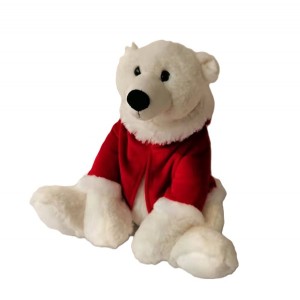 JH-1085A-2 Plush Bear with Red Clothes sitting position in Cream  color