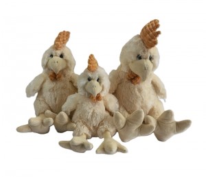 JH-1096A Plush Chicken with Bow in Cream Color