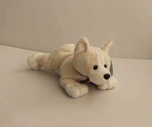 JH-9906D Plush dog in Beige / white color