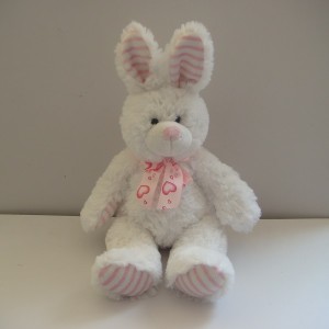 JH-9858D Plush Bunny in White color with bow