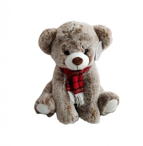 JH-9995B Plush bear with Scarf in Light Brown color