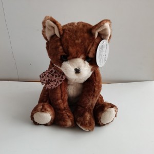 JH-9972B Plush Cat with bow sitting position in Brown color