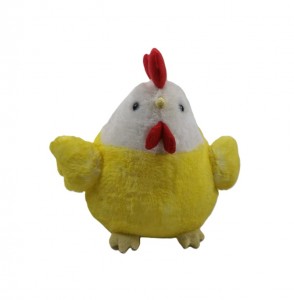 JH-1127C Plush Chicken standing in White + Yellow color