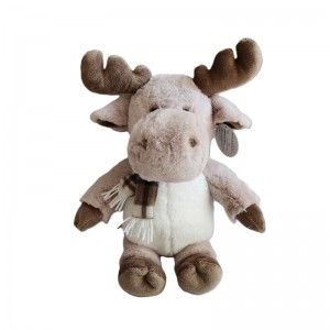 JH-9999C Plush Reindeer with scarf in Light Brown color