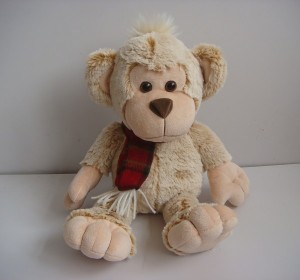 JH-9868B Plush Monkey in Cream color with Scarf