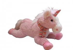 JH-9952D  Plush Unicorn with Scarf in Pink color