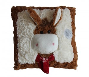 JH-9956C Plush Pillow-Donkey with scarf in Brown color