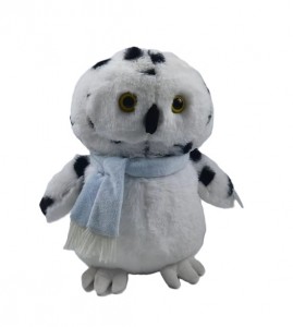 JH-1112A Plush Owl With Scarf in Cream + Light Blue Color